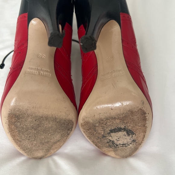 Miu Miu 2011 Multicolor Patent And Leather Cut Out Ankle Wrap Booties - Picture 11 of 11